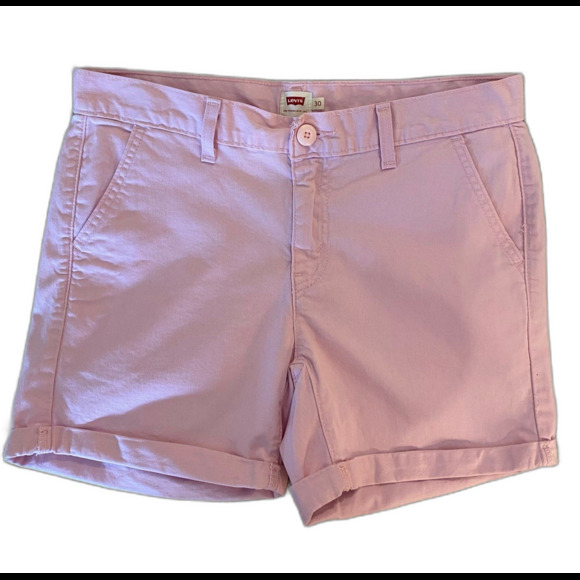 Levi’s Womens Shorts Size 30 Waist ? size 12 Pink Casual Sporty Cuffed Vacation - Picture 1 of 7